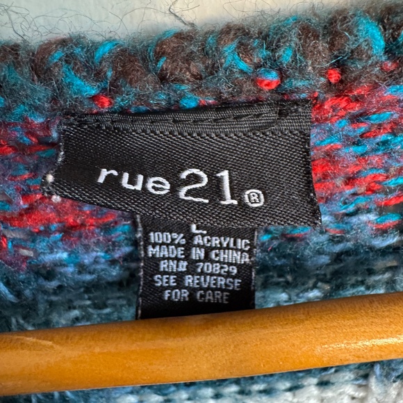 Rue 21 Women's Long Sleeve Multicolor Striped Pocket Sweater Size Large Knit - Picture 4 of 12